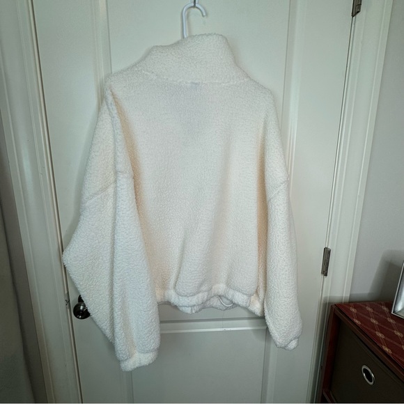 Old Navy Women’s Sherpa Teddy Jacket Fuzzy Fleece Coat Zip Up Ivory XL - Picture 6 of 16